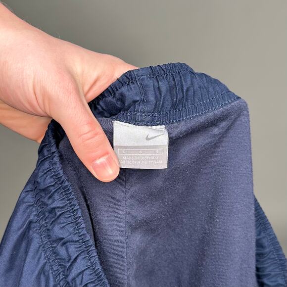 Vintage Y2K Nike Track Pants Mens L Baggy Navy Blue Grey Swoosh Sweatpants - Picture 4 of 4